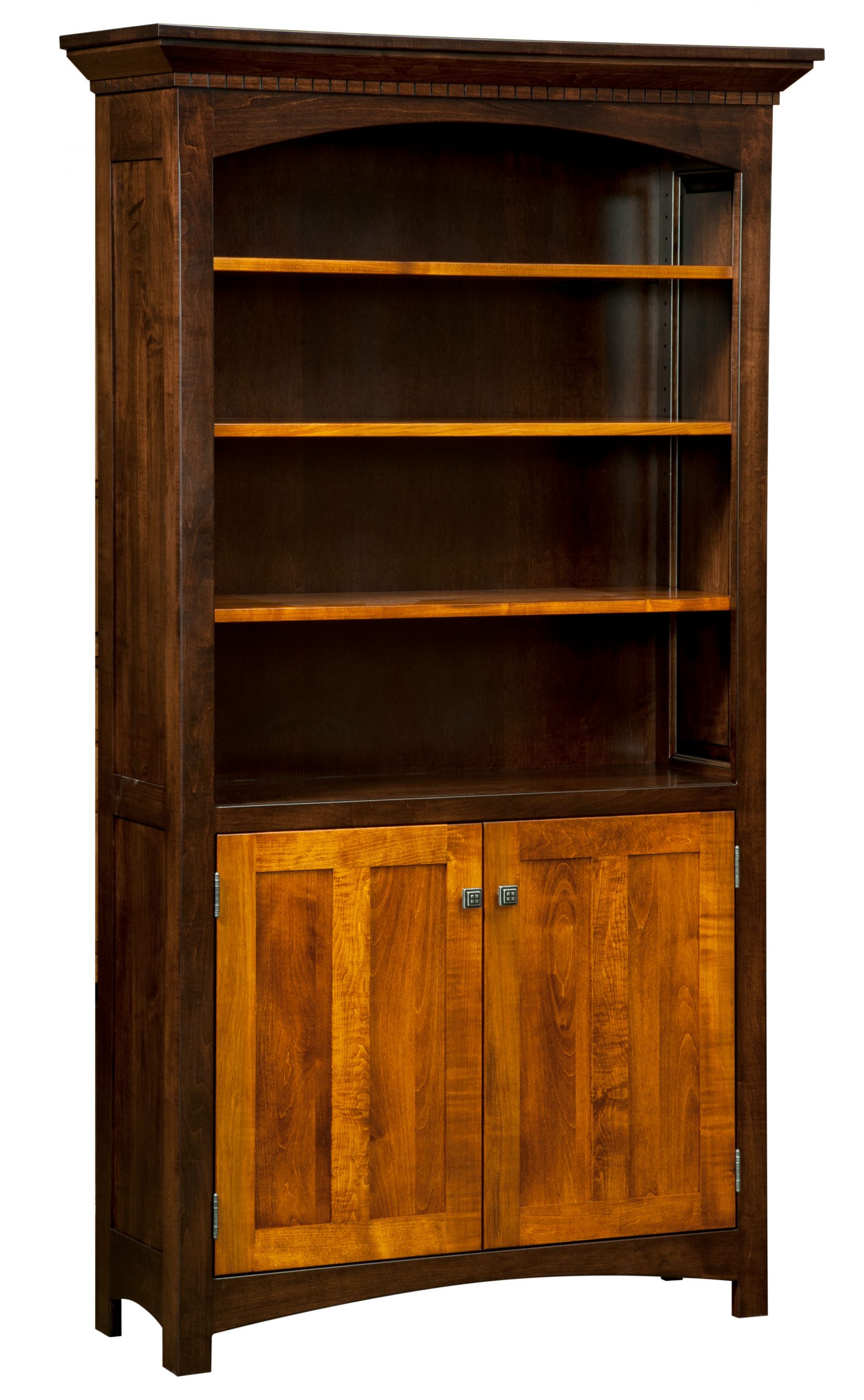 Oakwood Amish Solid Wood Bookcase W / Dental Molding, Available In 3 ...