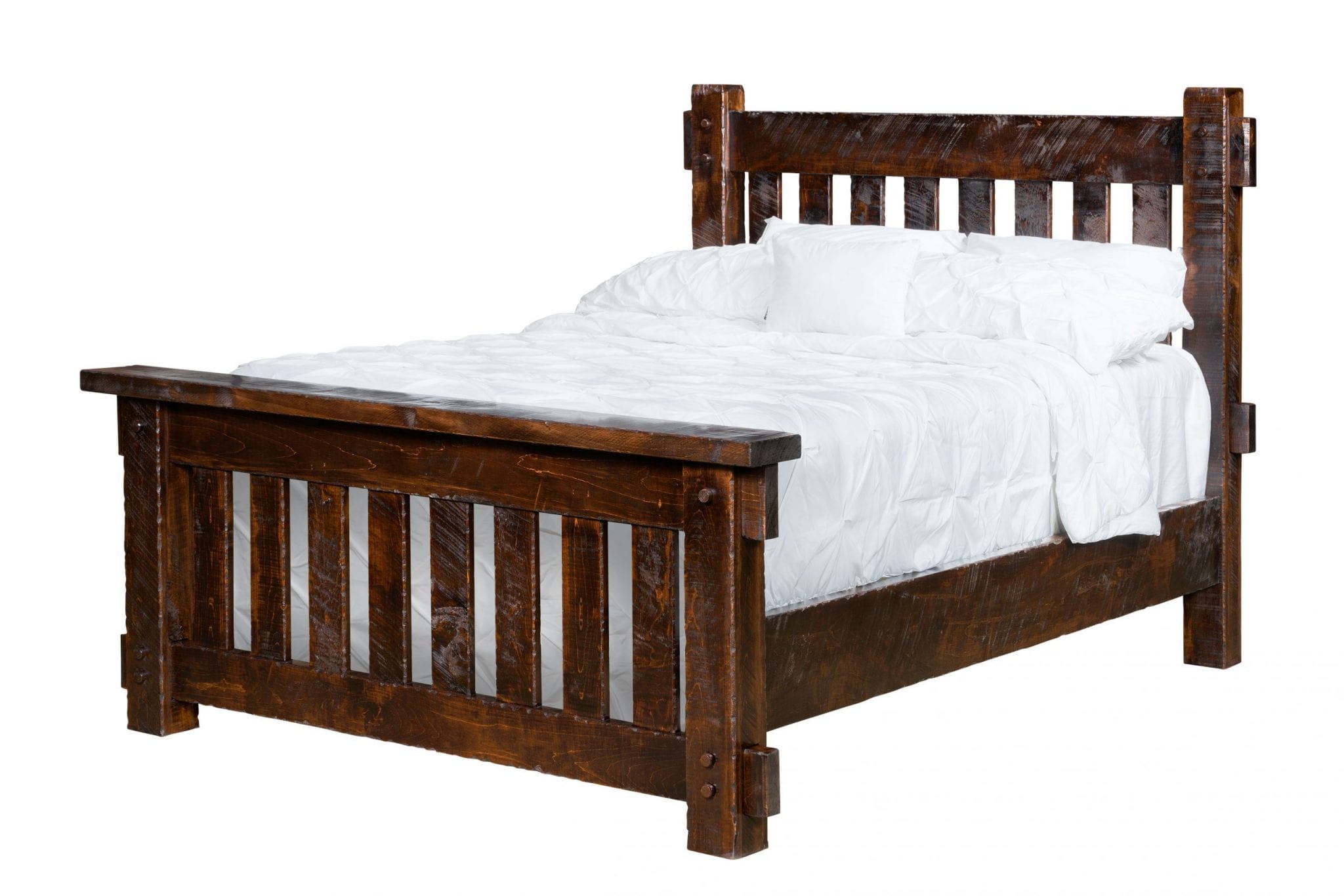 Houston Rough Sawn Bed Amish Solid Wood Beds Kvadro Furniture 