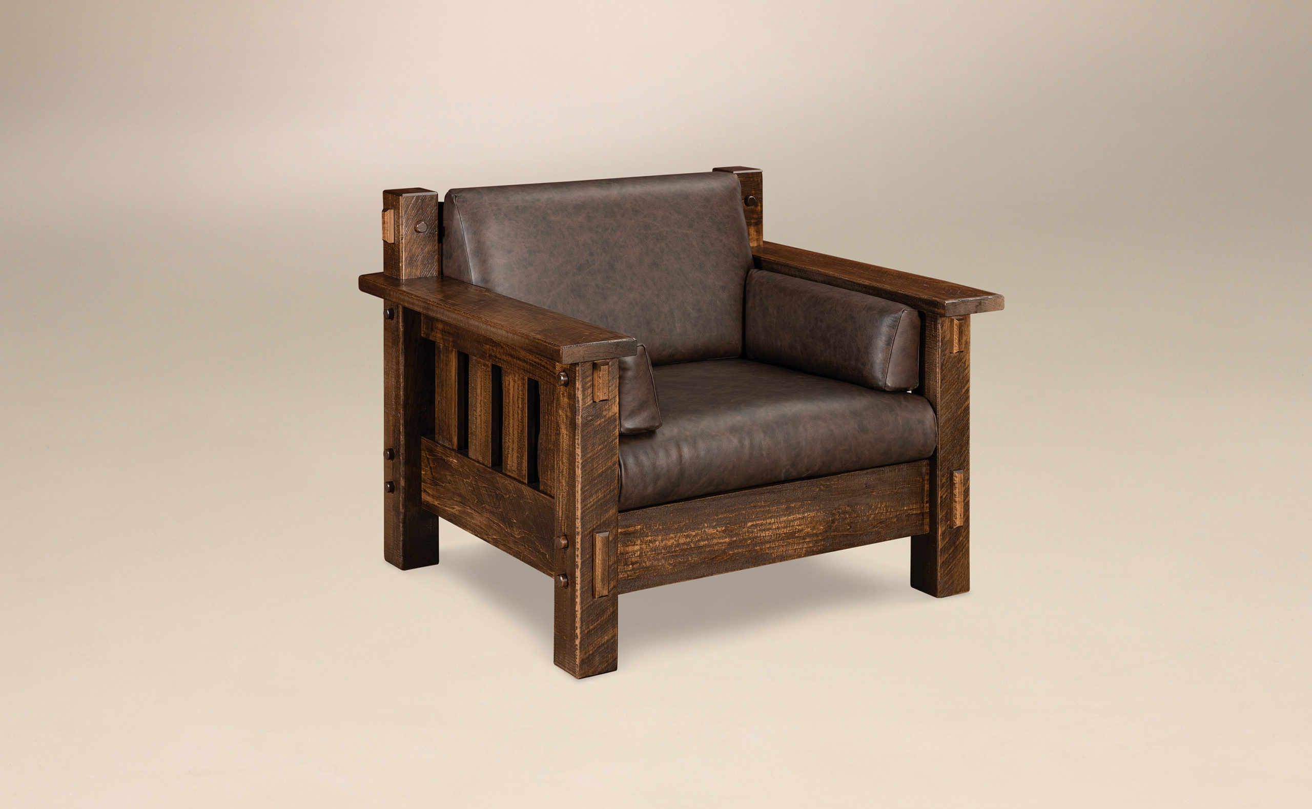 Houston Amish Solid Wood Chairs, Leather And Wood Chairs
