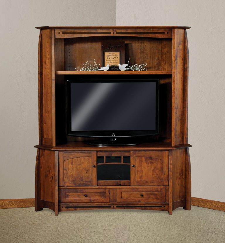 Boulder Creek Corner TV Hutch Amish Solid Wood TV Stands Kvadro