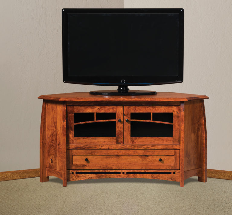 Boulder Creek Corner TV Stand Amish Solid Wood TV Stands Kvadro