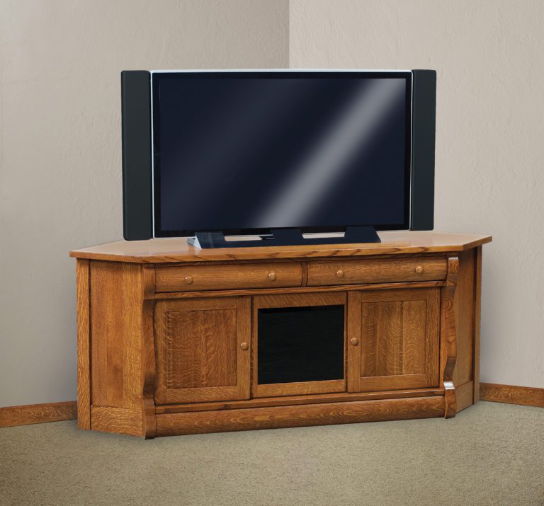 Old Classic Sleigh Corner TV Stand Amish Solid Wood TV Stands 